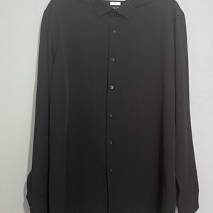Zara Men’s Slim Fit Long Sleeve Button Down Black Stretch Breathable XL